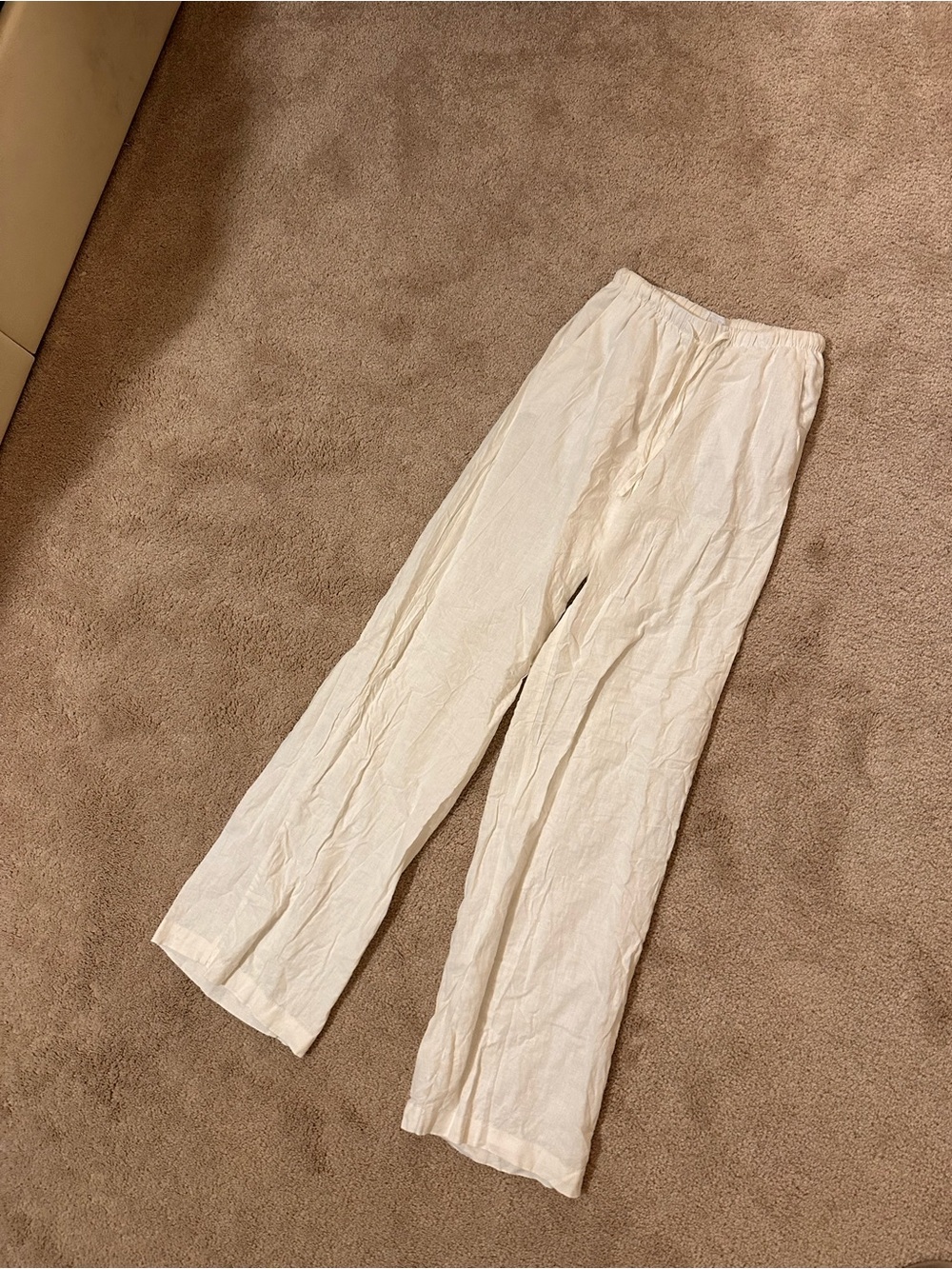 Cotton On Cream Lightweight Linen-Blend Pants